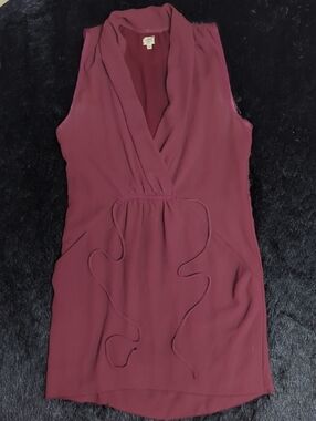 Wilfred Draped Sleeveless V-Neck Mini Dress - Burgundy Plum